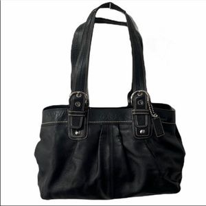 Coach F13733 Soho Black Pleated Leather Tote